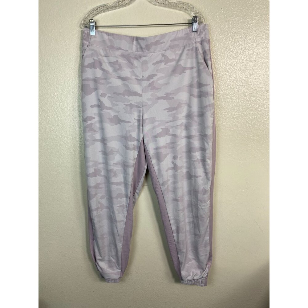 💜 Athleta‎ Brooklyn Camo Lined Jogger Pants 16 Purple Athleisure Pull on